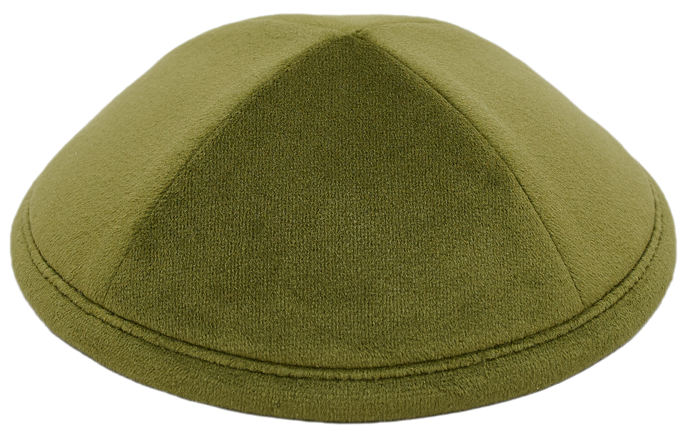 Flat Olive Velvet Kippah