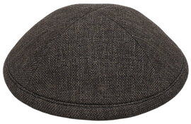 Flat Charcoal Burlap Kippah