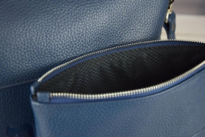 Deep Blue Floater Leather Tallit & Tefillin Bag Set - judaica.city Thumbnail