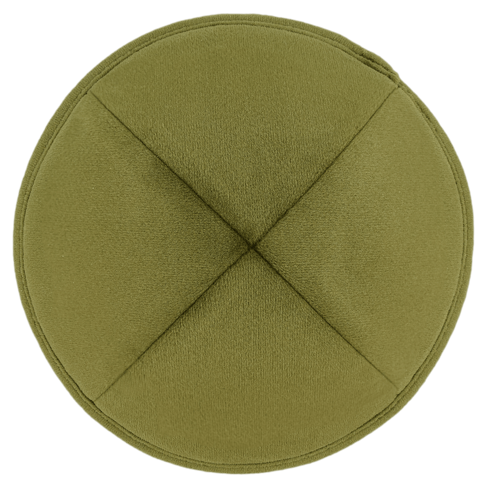 Flat Olive Velvet Kippah - judaica.city