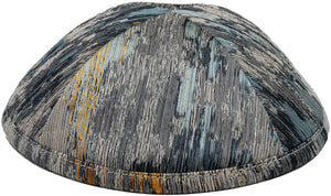 Sleek Graphite - Sapphire Stripe Kippah & Bow Set - judaica.city Thumbnail