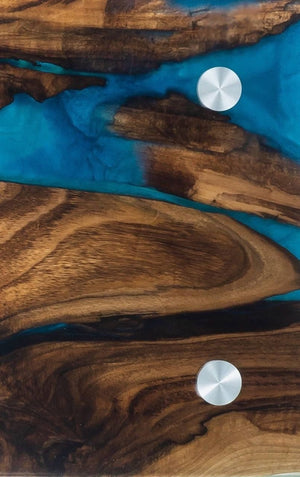 Sapphire Epoxy & Wood Challah Board with Knife - judaica.city Thumbnail