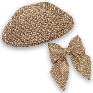 Brown Diamonds Kippah & Bow Set - judaica.city Thumbnail