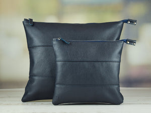 Deep Blue Floater Leather Tallit & Tefillin Bag Set - judaica.city Thumbnail