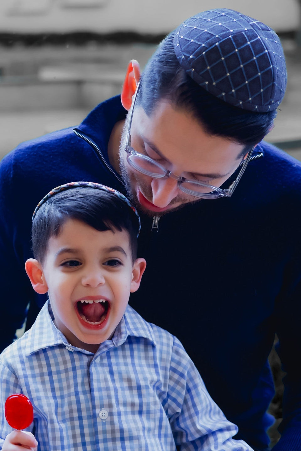 Sapphire Geometric Kippah - judaica.city