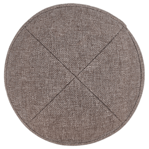 Flat Taupe Burlap Kippah - judaica.city Thumbnail