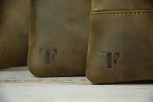 Light Brown Wood Crazy Horse Leather Tallit & Tefillin Bag Set - judaica.city Thumbnail