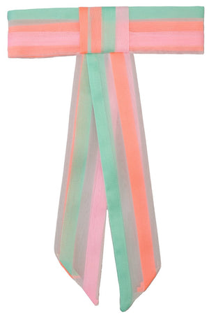 Elegant Red Green Organza Hair Bow - judaica.city Thumbnail