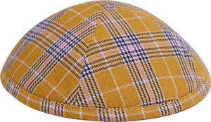Yellow checkered kippah - judaica.city Thumbnail