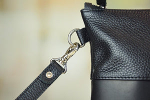 Black Floater & Crazy Horse Blend Leather Tallit and Tefillin Bag Set - judaica.city Thumbnail