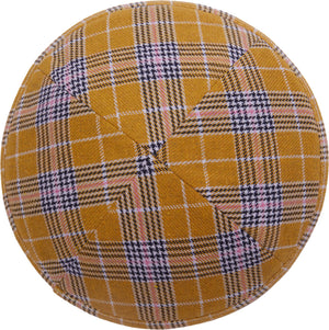 Yellow checkered kippah - judaica.city Thumbnail