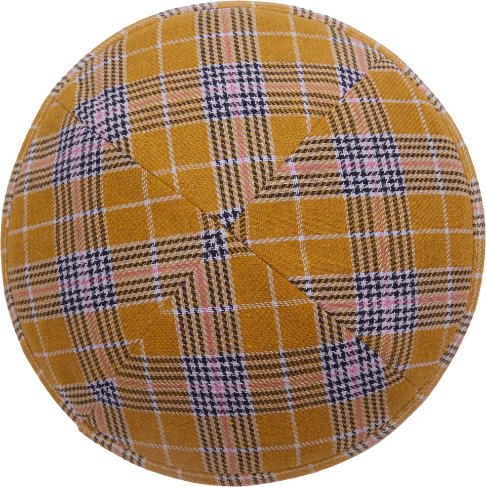 Yellow checkered kippah - judaica.city