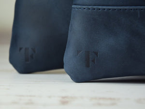 Deep Blue Crazy Horse Lather Tallit & Tefillin Bag Set - judaica.city Thumbnail