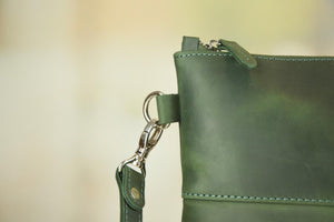 Alpine Green Crazy Horse Leather Tallit & Tefillin Bag Set - judaica.city Thumbnail