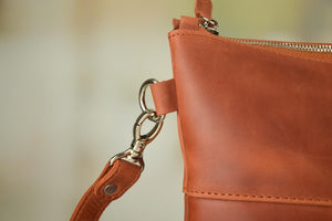 Cognac Сolor Crazy Horse Leather Tallit & Tefillin Bag Set - judaica.city Thumbnail