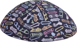 Kippah with skateboards on a black background - judaica.city