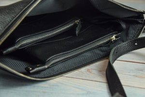 Black Rashi & RT Floater & Crazy Horse Blend Leather Tallit and Tefillin Bag Set - judaica.city Thumbnail