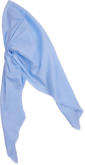 Pale blue cotton tichel with velvet ribbon and elastic band - judaica.city Thumbnail