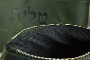 Alpine Green Crazy Horse Leather Tallit & Tefillin Bag Set - judaica.city Thumbnail