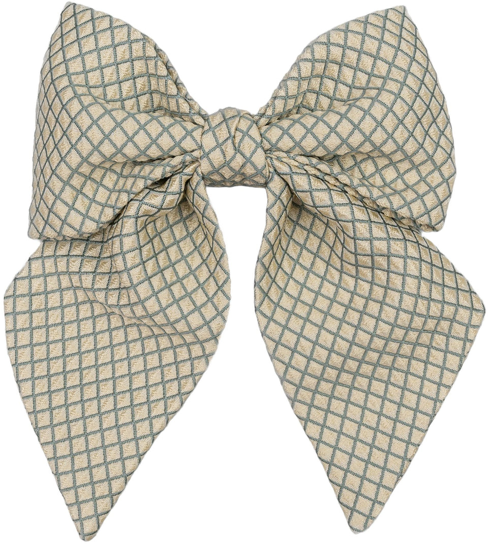 Green - Brown Diamonds Kippah & Bow Set - judaica.city