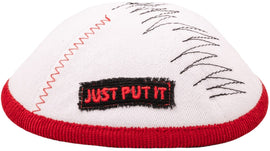 White "Just Put It" Kippah - judaica.city