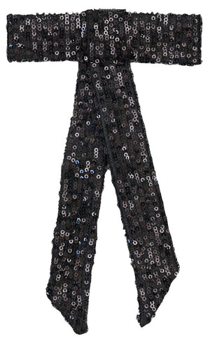 Elegant Brilliant Black Organza Hair Bow - judaica.city Thumbnail