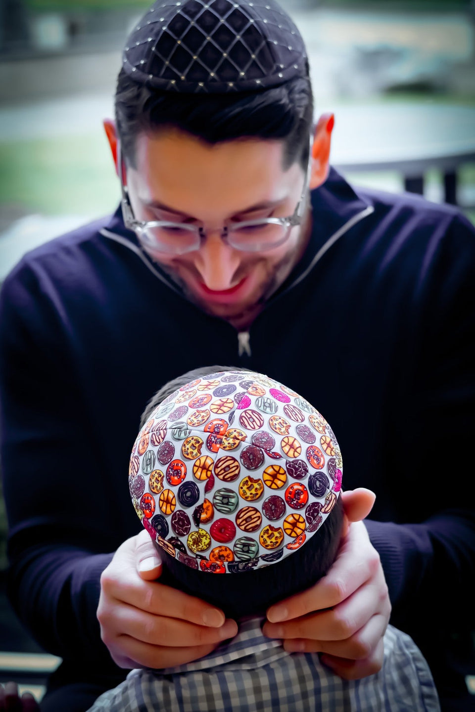 Sapphire Geometric Kippah - judaica.city