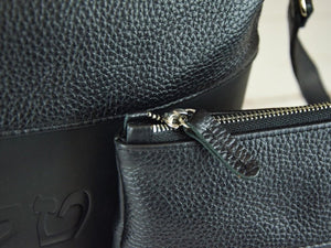 Black Floater & Crazy Horse Blend Leather Tallit and Tefillin Bag Set - judaica.city Thumbnail