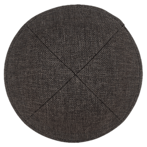 Flat Charcoal Burlap Kippah - judaica.city Thumbnail