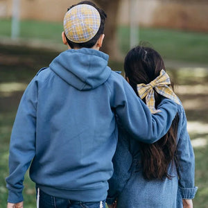 Yellow Checkered Kippah, Bow Tie & Bow Set - judaica.city Thumbnail