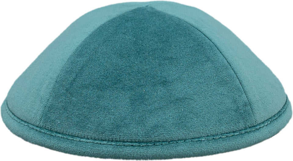 Turquoise Velvet Kippah - judaica.city
