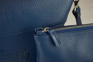 Deep Blue Floater & Crazy Horse Blend Leather Tallit and Tefillin Bag Set - judaica.city Thumbnail