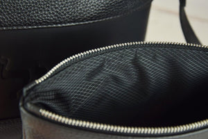 Black Floater & Crazy Horse Blend Leather Tallit and Tefillin Bag Set - judaica.city Thumbnail