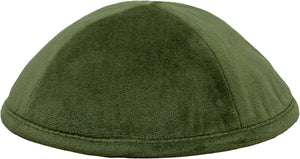Olive Velvet Kippah - judaica.city Thumbnail