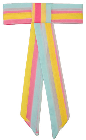 Elegant Bright Multicolor Organza Hair Bow - judaica.city Thumbnail