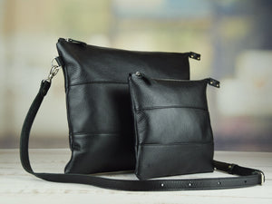 Black Floater Leather Tallit & Tefillin Bag Set - judaica.city Thumbnail