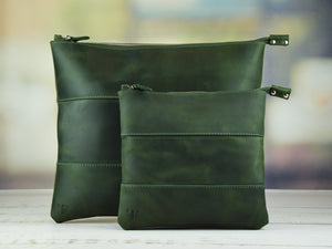 Alpine Green Crazy Horse Leather Tallit & Tefillin Bag Set - judaica.city Thumbnail