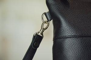 Black Floater Leather Tallit & Tefillin Bag Set - judaica.city Thumbnail