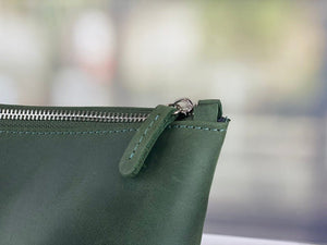 Alpine Green Crazy Horse Leather Tallit & Tefillin Bag Set - judaica.city Thumbnail