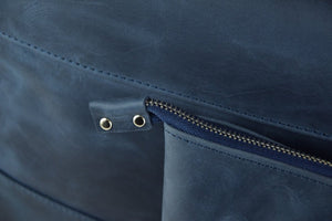 Deep Blue Crazy Horse Lather Tallit & Tefillin Bag Set - judaica.city Thumbnail