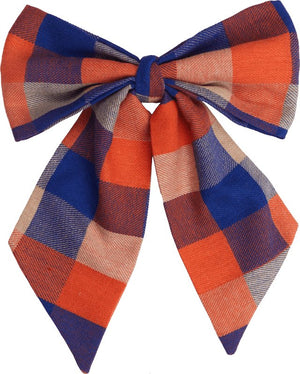 Orange - blue checkered Kippah, Bow & Bow Tie Set - judaica.city Thumbnail