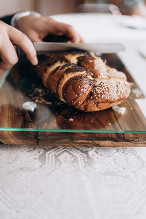 Black Epoxy & Wood Challah Board knife Thumbnail