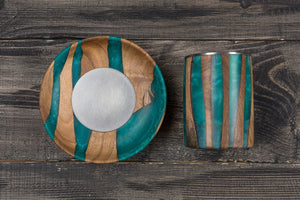 Handcrafted Aquamarine Walnut Kiddush Cup - judaica.city Thumbnail