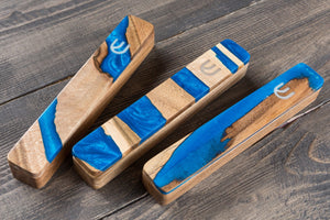 Handcrafted Blue Walnut Mezuzah Case, 6.7in - judaica.city Thumbnail