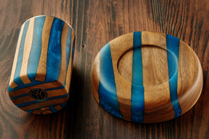 Handcrafted Sapphire Walnut Kiddush Cup - judaica.city Thumbnail