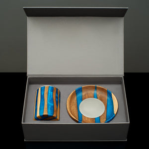 Handcrafted Sapphire Walnut Kiddush Cup - judaica.city Thumbnail