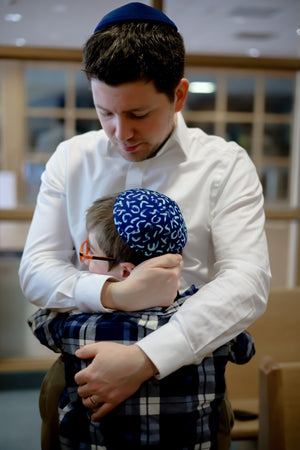 Alef-Bet Blue Kippah Thumbnail