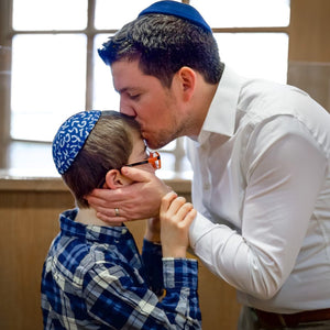 Alef-Bet Blue Kippah Thumbnail