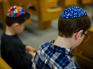 Alef-Bet Blue Kippah Thumbnail