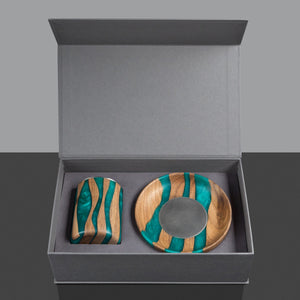 Handcrafted Aquamarine Walnut Kiddush Cup - judaica.city Thumbnail